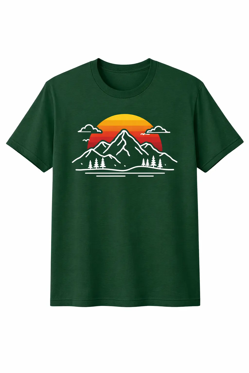 Forest Green Color T-Shirt design with Minimalist mountain line (12)