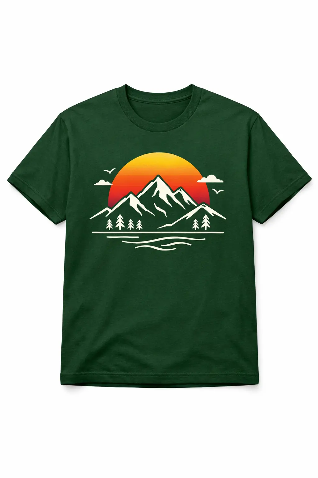 Forest Green Color T-Shirt design with Minimalist mountain line - Image 3