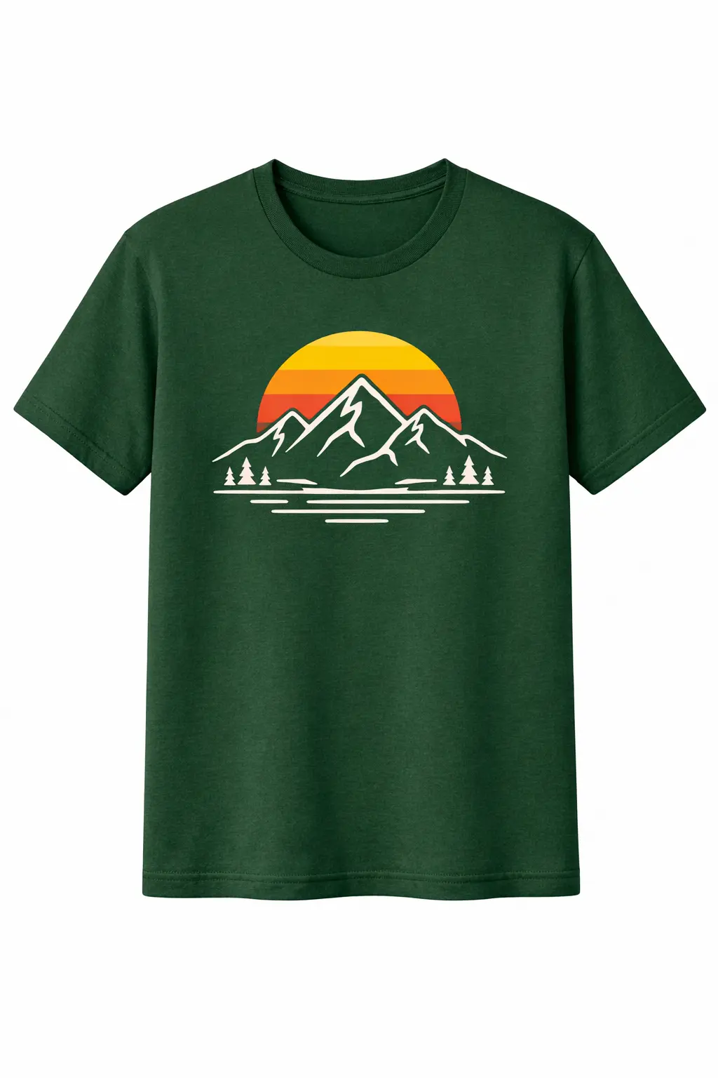 Forest Green Color T-Shirt design with Minimalist mountain line - Image 12