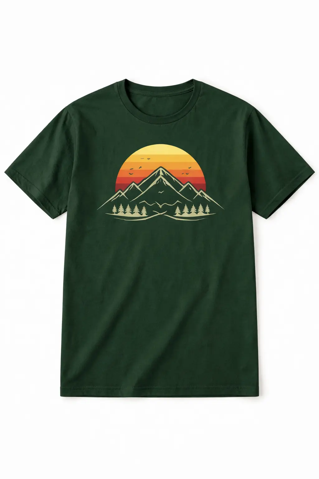 Forest Green Color T-Shirt design with Minimalist mountain line - Image 13