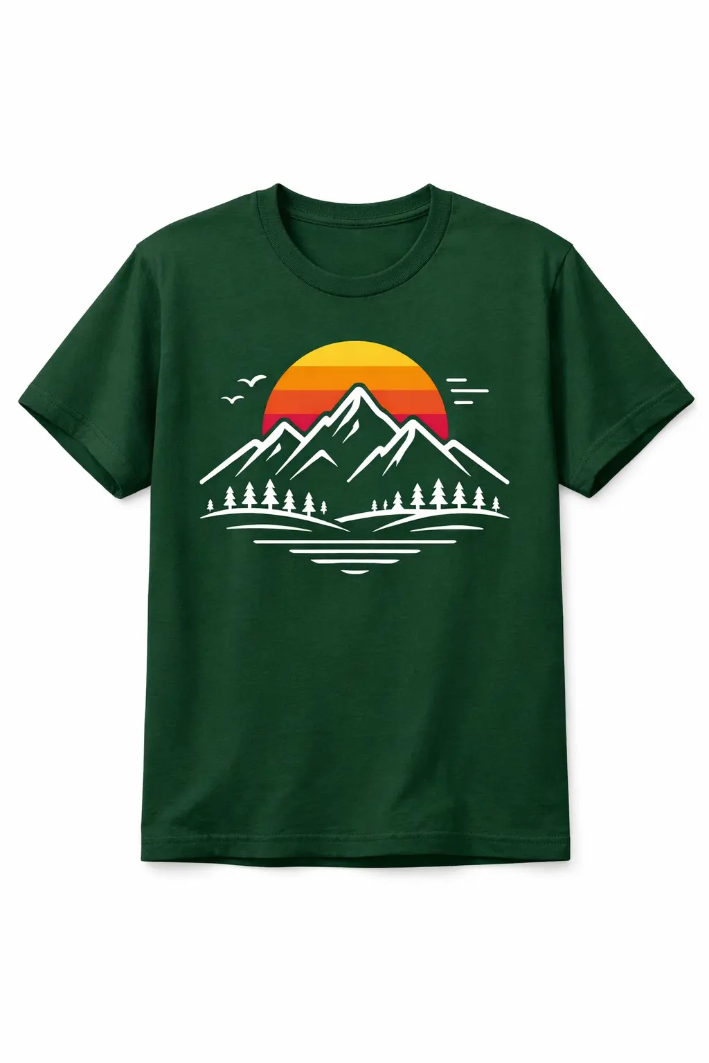 Forest Green Color T-Shirt design with Minimalist mountain line - Image 14