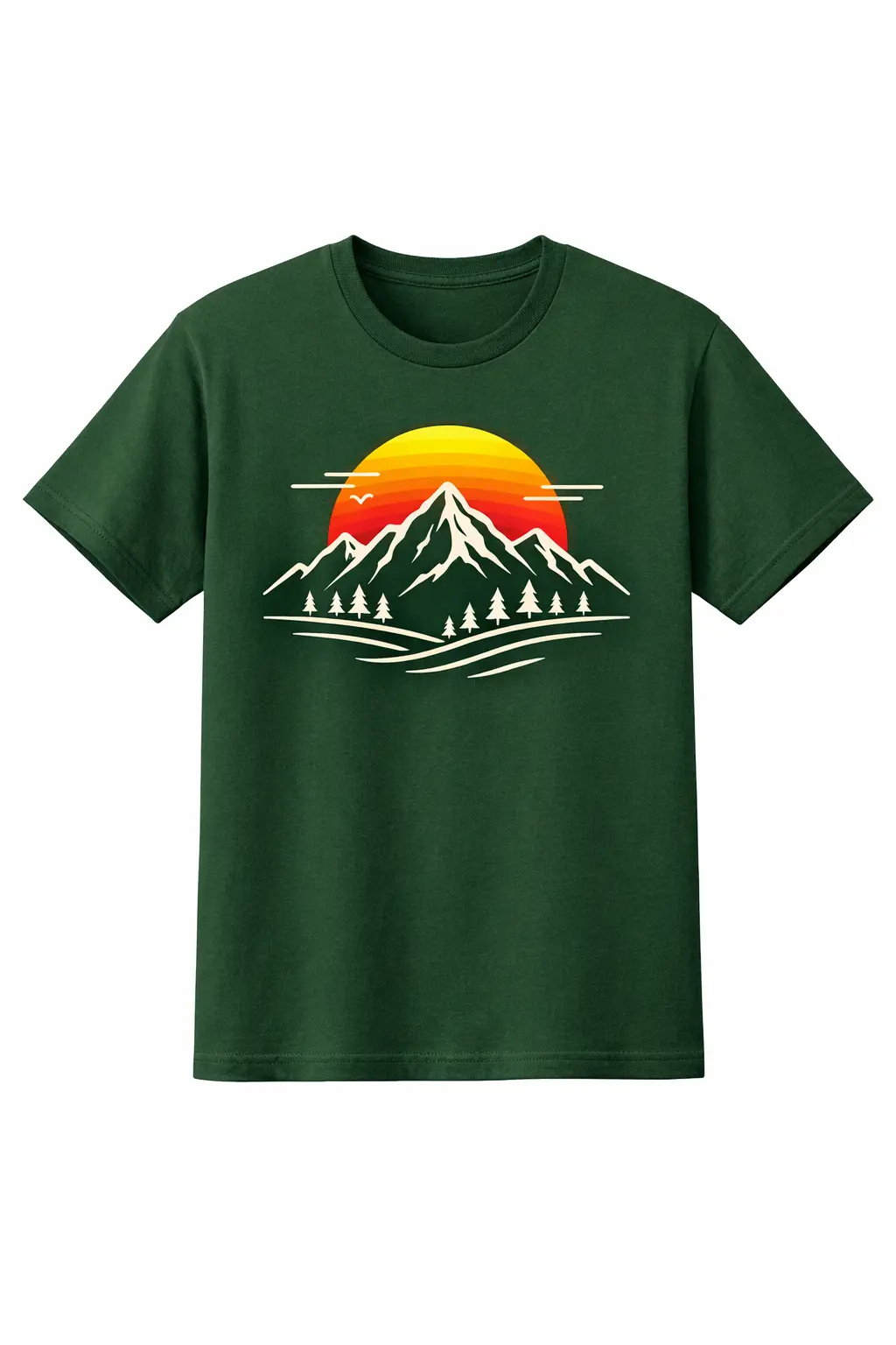 Forest Green Color T-Shirt design with Minimalist mountain line (5)
