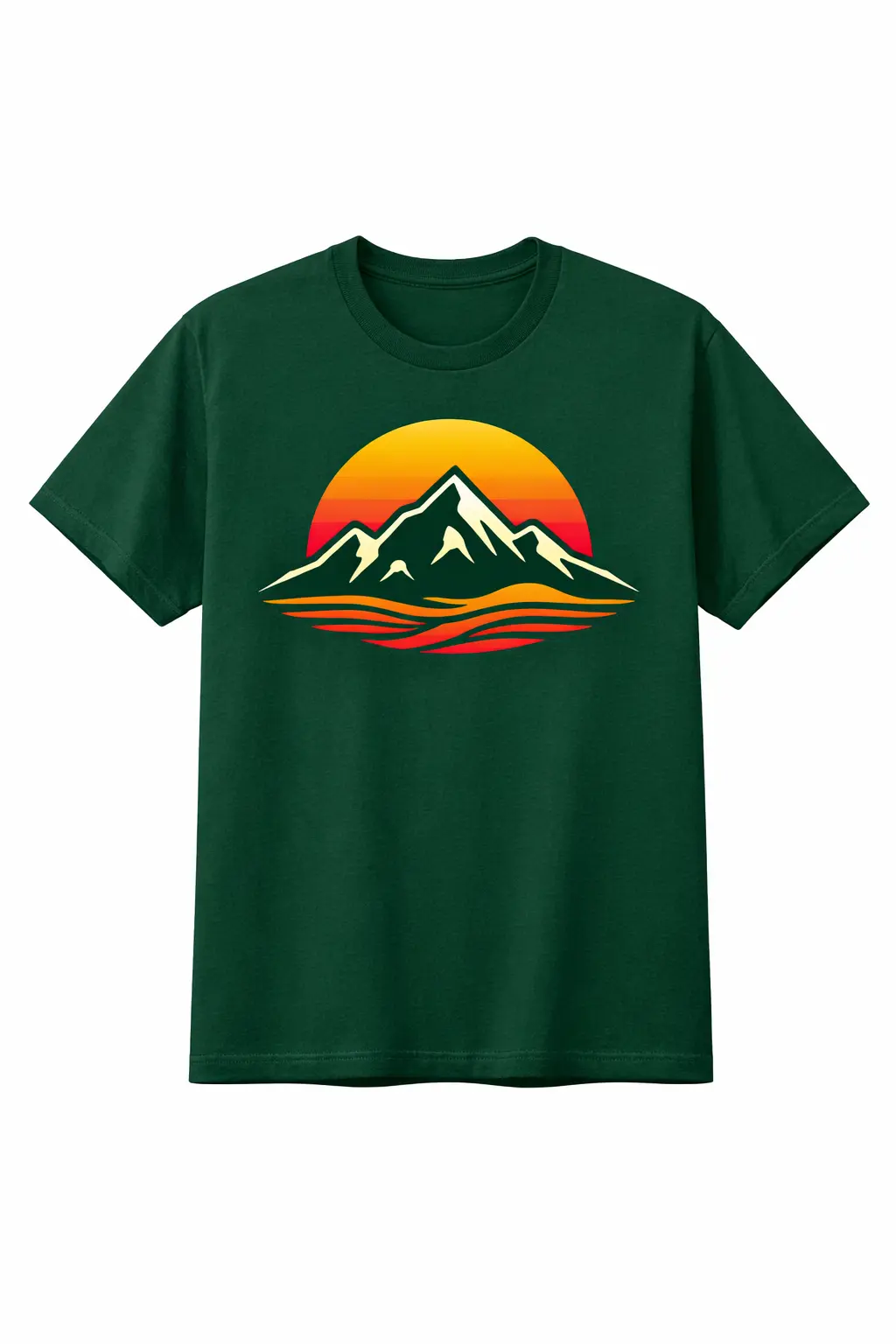 Forest Green Color T-Shirt design with Minimalist mountain line