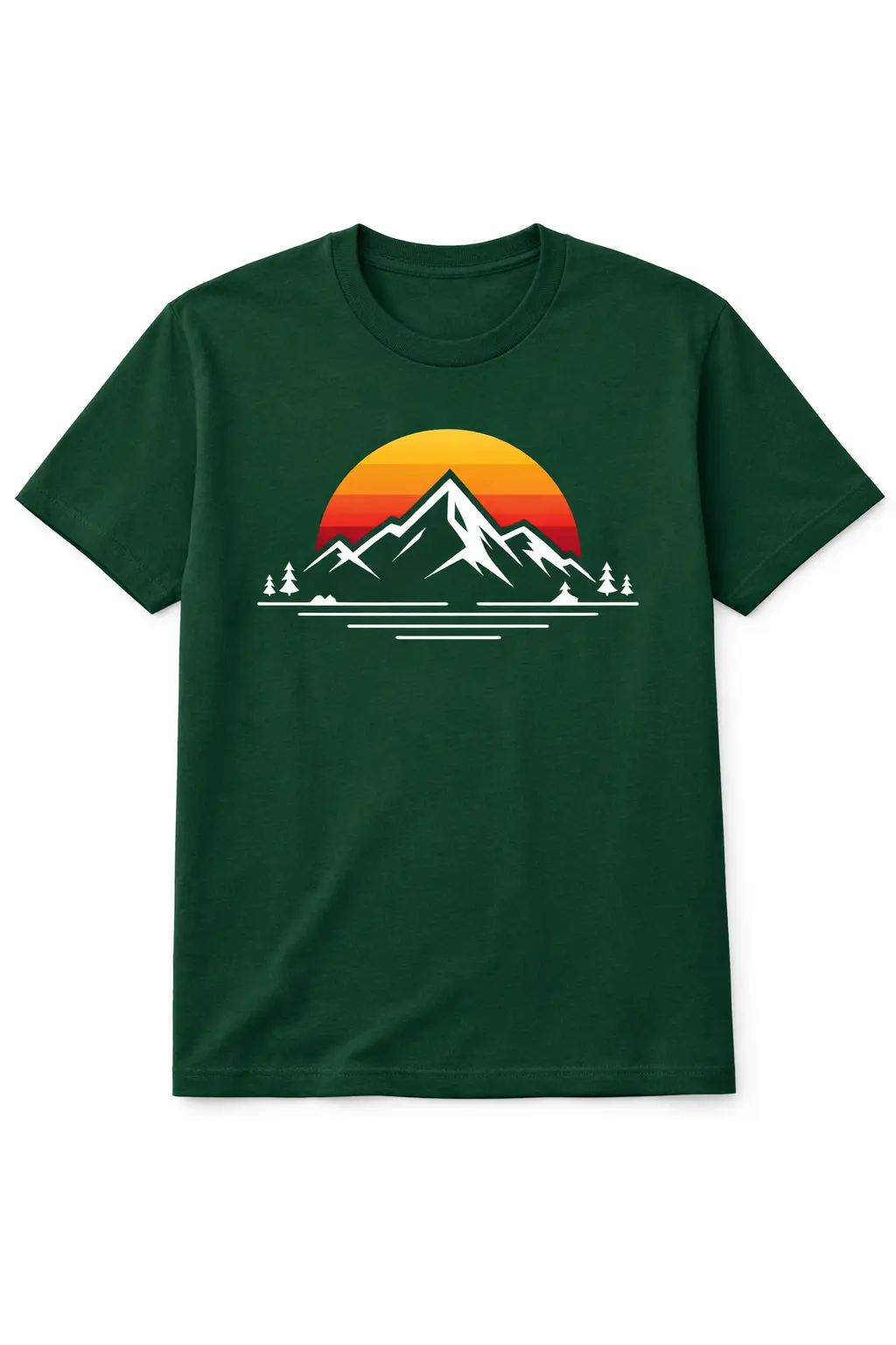Forest Green Color T-Shirt design with Minimalist mountain line (7)