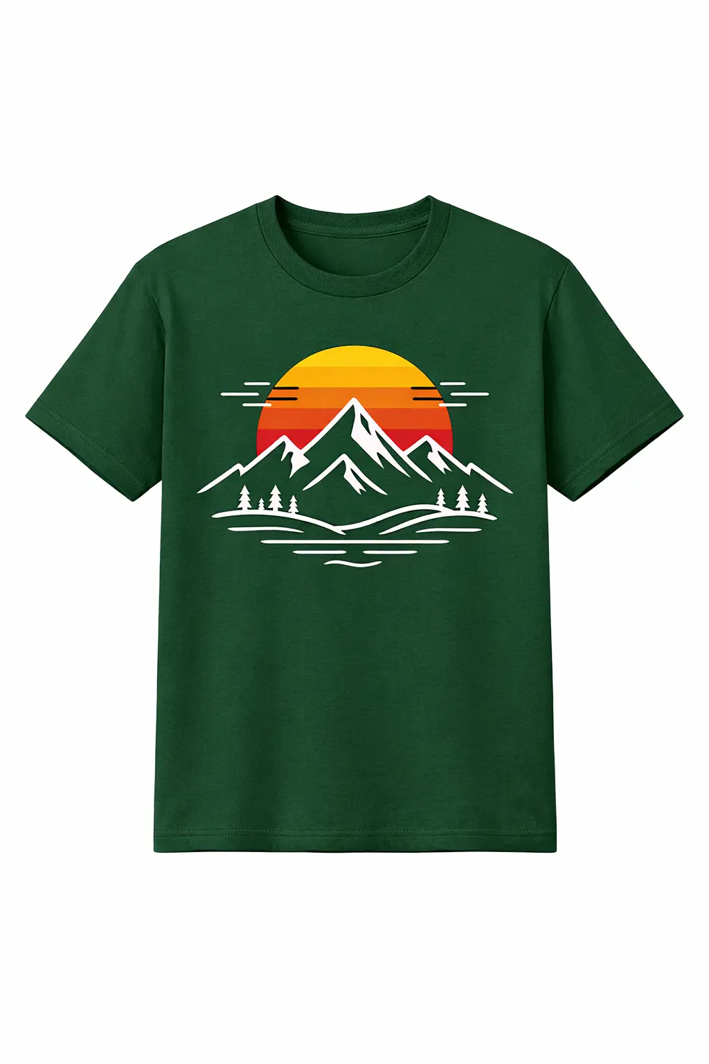 Forest Green Color T-Shirt design with Minimalist mountain line (9)